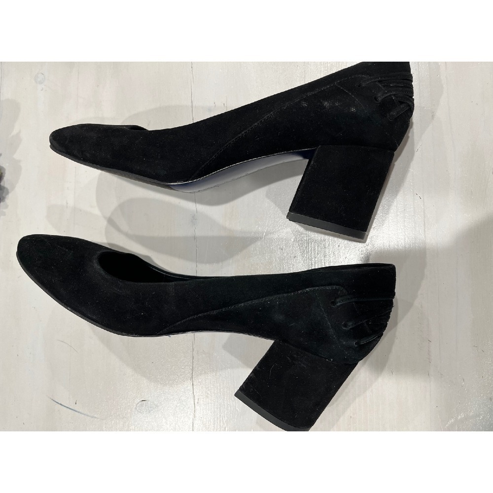 Elie Tahari Suede Block Heel Pumps‎ Comfortable Slip On Shoes Black 38.5 - Picture 6 of 8
